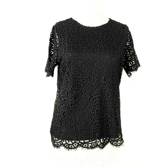 NWT-Philosophy Black or White Lace Short Slv Top - Picture 8 of 9